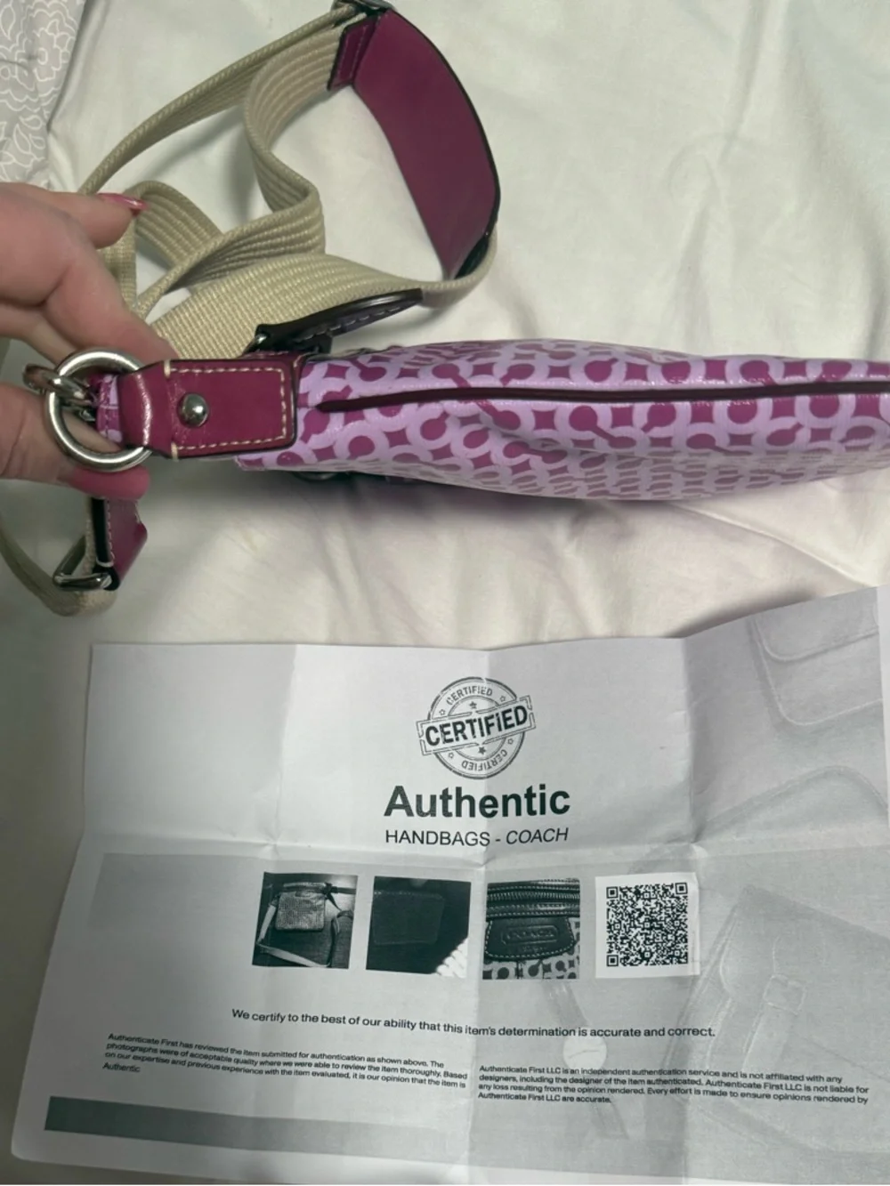 Coach 2008 Lavender logo print Crossbody in leather w/COA!! - Picture 13 of 16